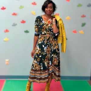 Floral and Stripe floral flowing dress